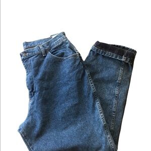 Wrangler Rugged Western Denim Plaid FLANNEL LINED MOM Jean 34X30 High Rise
